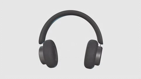 Black Wireless Headphone Rotating on a Transparent Background. Seamless Loop. 4K Stock Footage 291570562