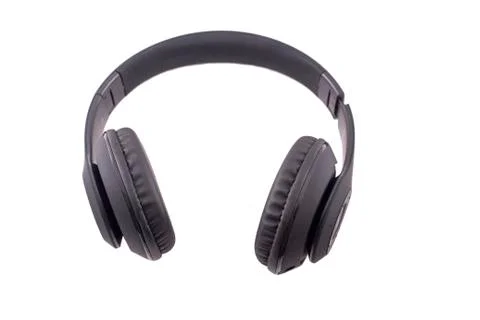 Black wireless headphone on white background Stock Photos