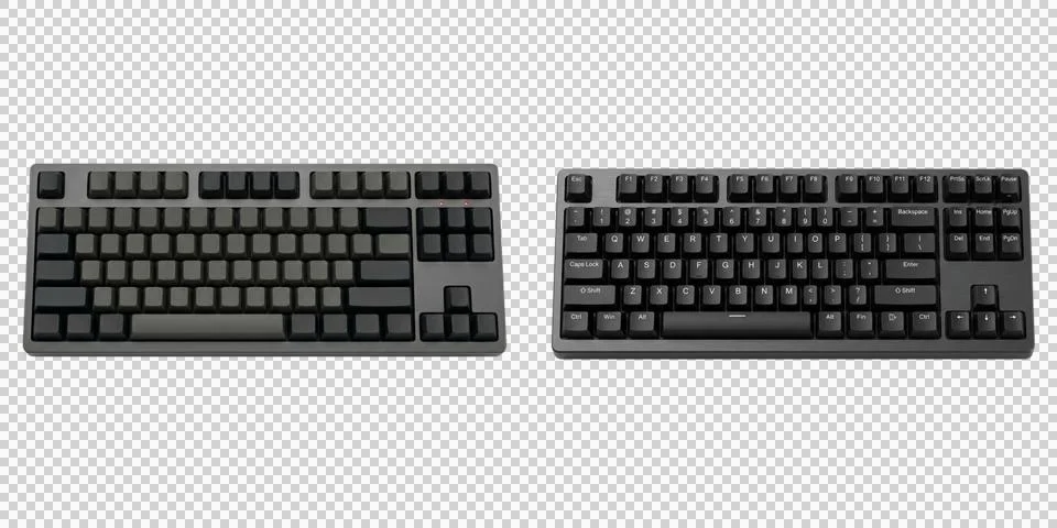 Black wireless mechanical computer keyboard isolated on checkered backgroun.. Stock Photos