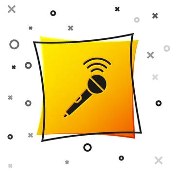 Black Wireless microphone icon isolated on white background. On air radio m.. Stock Illustration