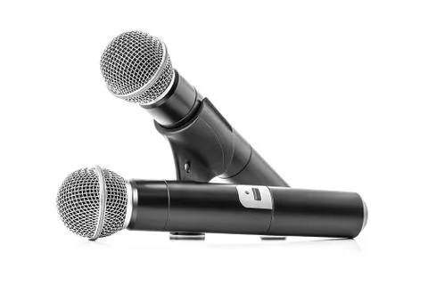Black wireless microphone Stock Photos
