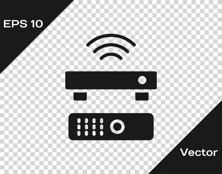 Black Wireless multimedia and TV box receiver and player with remote contro.. 스톡 일러스트