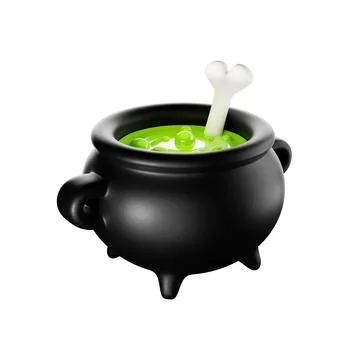 Black witch cauldron with green brew Stock Illustration