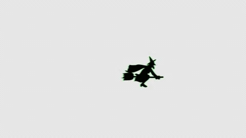 Black witch flying loop motion graphics video transparent background with alp Stock Footage 205137181