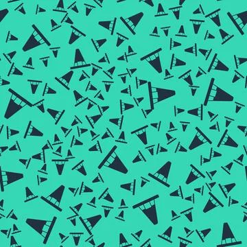 Black Witch hat icon isolated seamless pattern on green background. Happy Stock Illustration