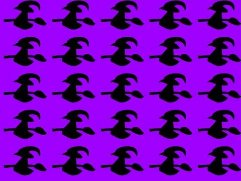 Black Witch Hat Silhouette Pattern on Purple Background 스톡 일러스트