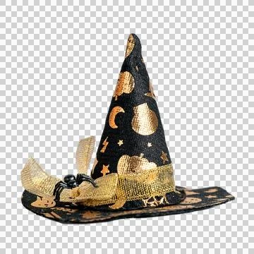 Black witch hat with spider isolated 스톡 사진