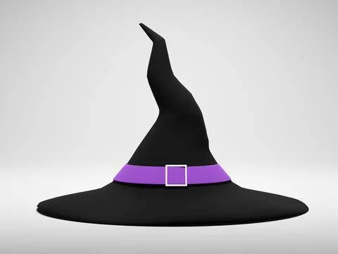 Black Witch Hat on white background for Halloween day. 3D render, 3D Illustra Stock Illustration