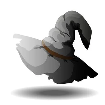 Black witches hat. Vector illustration. Stock Illustration