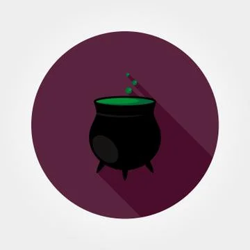 Black witches pot with potion Stock Illustration