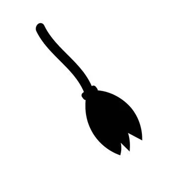 Black Witchs Broom Flat Design Halloween Icon Ilustração Stock