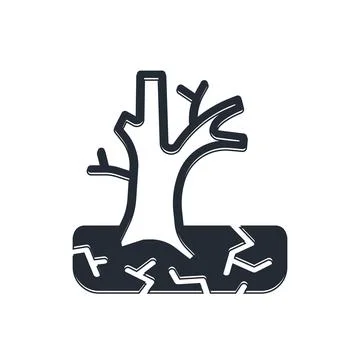 Black Withered tree icon isolated on white background. Bare tree. Dead tree.. Stock Illustration