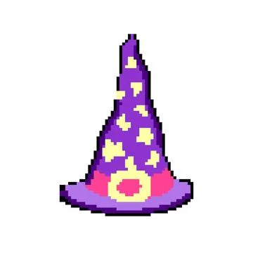 Black wizard hat pixel art vector illustration Stock Illustration
