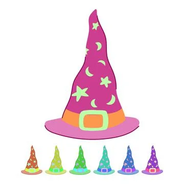 Black wizard hat vector cartoon graphic Stock Illustration
