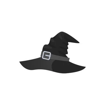 Black wizard or witch hat, decoration for fun Halloween night festival 스톡 일러스트