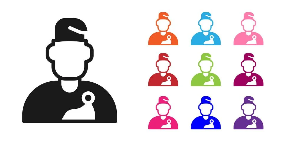 Black Wizard warlock icon isolated on white background. Set icons colorful. V Stock Illustration