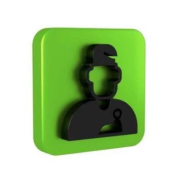 Black Wizard warlock icon isolated on transparent background. Green square .. Stock Illustration
