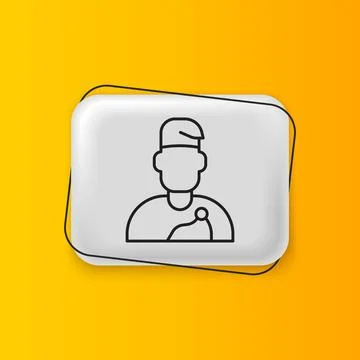 Black Wizard warlock icon isolated on yellow background. Silver rectangle b.. Stock Illustration