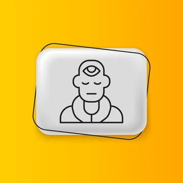 Black Wizard warlock icon isolated on yellow background. Silver rectangle b.. イラスト素材