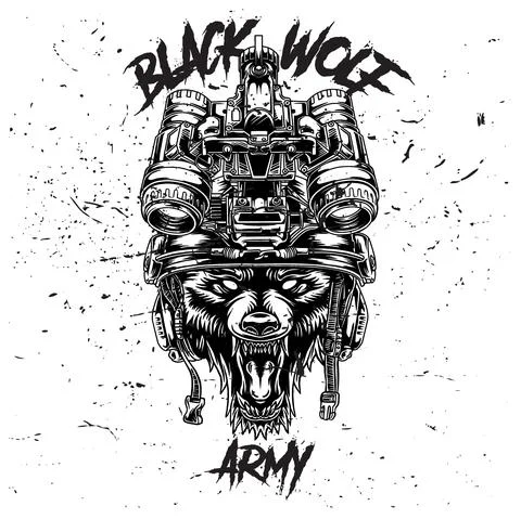 Black wolf army Stock Illustration