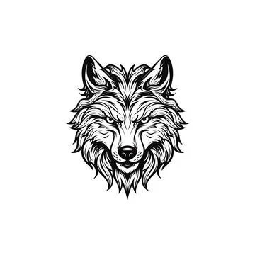 Black wolf face logo vector Stock Illustration