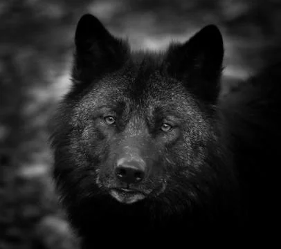 Black wolf in the forest Stock Photos