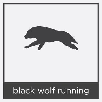 Black wolf running icon isolated on white background Stock Illustration