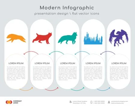 Black wolf running infographics design Stock Illustration