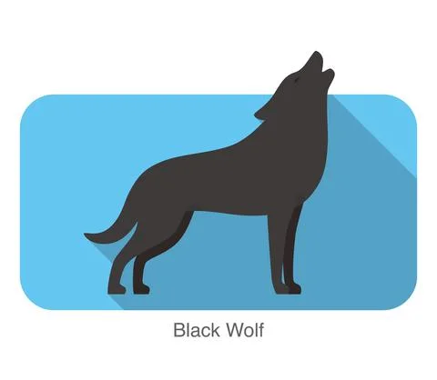Black wolf standing and roaring Stock Illustration