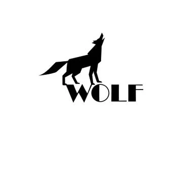 Black wolf vector sign on white background Stock Illustration