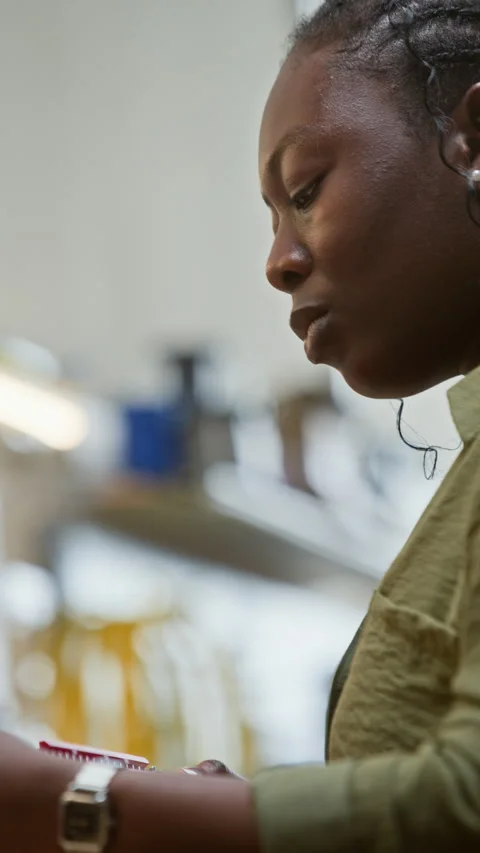 Black Woman Engineer Assembling Robotic Technology in Workshop Stock Footage 343518877