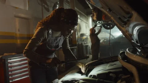 Black Woman Identifying Problem With Engine Stock Footage 244831788