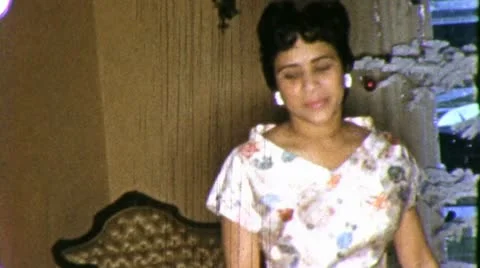 Black WOMAN PARTY DRESS African American 1970s Vintage Film Home Movie 5285 Stock Footage