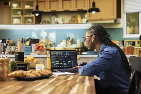 Black woman programmer, developing web code, software systems Photos