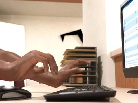 Black woman using computer 스톡 일러스트