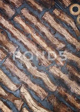 Black wooden wall Stock Photos