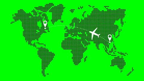 Black Word map and plane 2 Stock Footage 153263724