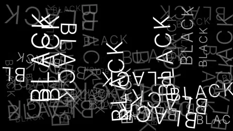 Black word typography pattern, repetitive text design element for monochrom.. Vidéo 348115488