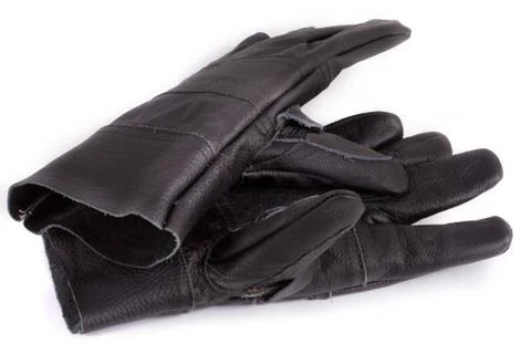 Black work gloves on white background Stock Photos
