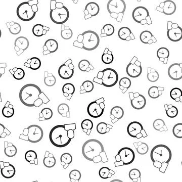 Black Work time icon isolated seamless pattern on white background. Office wo Stock Illustration