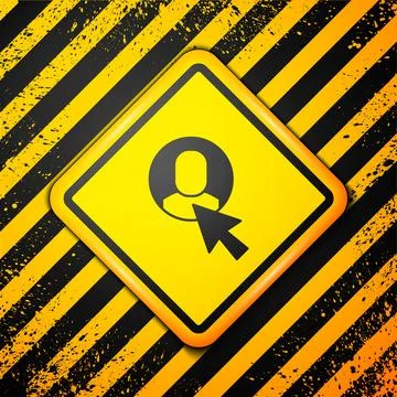 Black Worker icon isolated on yellow background. Business avatar symbol user Illustrazione stock