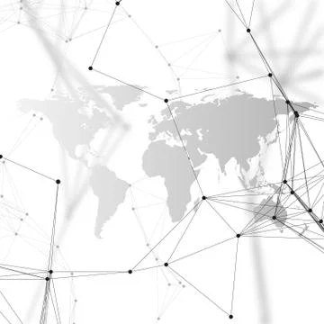 Black world map with chemistry pattern, connecting lines and dots. Molecule イラスト素材