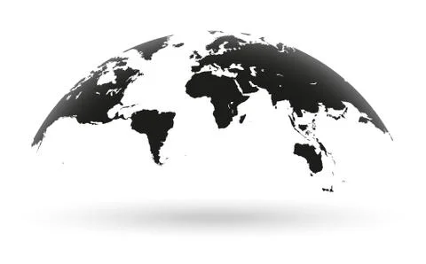 Black world map globe isolated on white background Stock Illustration