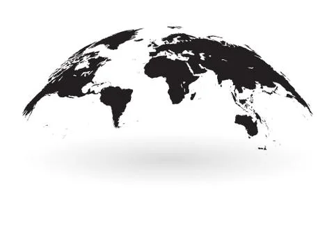 Black world map globe isolated on white background Stock Illustration