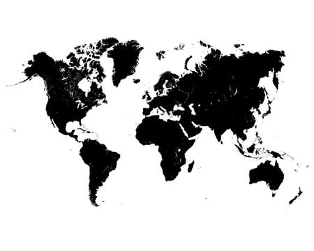 Black world map Stock Illustration