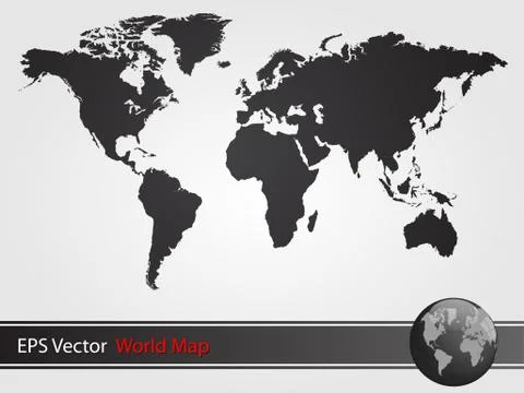 Black world map illustration Stock Illustration