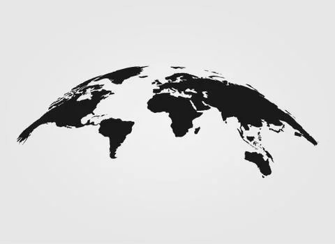 Black World map vector isolated on white background Stock Illustration