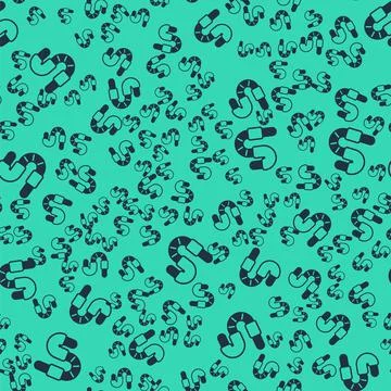 Black Worm icon isolated seamless pattern on green background. Fishing tackle 스톡 일러스트