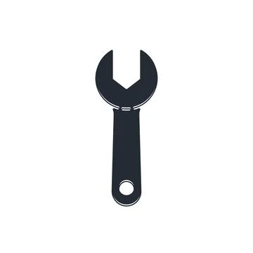Black Wrench spanner icon isolated on white background.  Vector Stock Illustration
