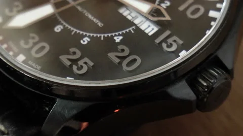 Black wristwatch with moving second hand Stock Footage 68188551